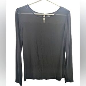 Simons Icône women's sheer black long sleeve top size S
